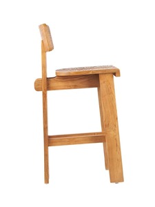Premium Teak Wood Bar <b>Stool</b> with Dual Back Support and Footrest Durable Minimalist High Chair for Cafe, Bar, Restaurant - Product Image 3