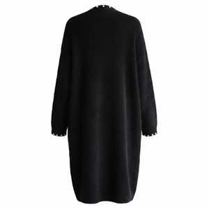 Cárdigan largo de punto con abertura frontal Jack and Jill Black Pearl, elegante abrigo de invierno para mujer - Product Image 2