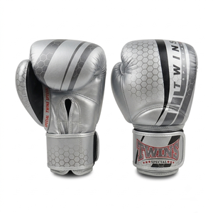 Twins Boxing Gloves Mayroon Leather <b>Hex</b> Pattern Hook & Loop Closure Adjustable Wrist Strap for Adults Martial Arts Training - Product Image 5