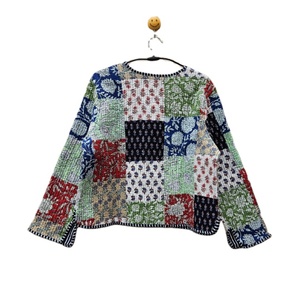 Indian Handmade Patchwork Quilted <b>Short</b> <b>Jackets</b> Striped Cotton Summer <b>Jacket</b> Coat Bohemian Style Unisex <b>Short</b> Quilted <b>Jacket</b> - Product Image 6
