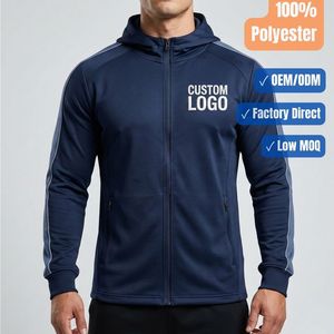 Fabricante de sudaderas con capucha personalizadas OEM ODM, sudadera deportiva de poliéster, chaqueta de gimnasio con logotipo personalizado, MOQ bajo - Product Image 1