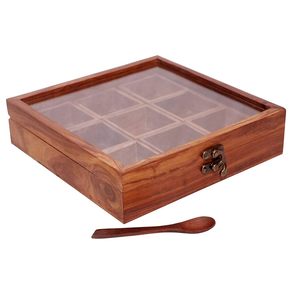 Caja de especias rectangular de madera, contenedor de almacenamiento para hierbas y especias, utensilios de cocina, artesanías, diseño superior, mejor precio - Product Image 6