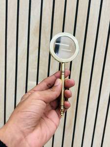 Loupe de poche en laiton de 2 pouces avec poignée en laiton massif |   Loupe de lecture et d'inspection en verre optique - Product Image 5