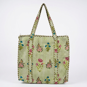 Handmade Quilted Cotton Kantha <b>Stitch</b> Bags Zipper Closure Bohemian Style Artisan Detailing for Shopping Travel Gifting Crafts - Product Image 5