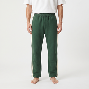 Stacked Men's Oversized Cotton Sweatpants Baggy <b>Wide</b> <b>Leg</b> <b>Joggers</b> Side Stripe Casual Streetwear Trousers - Product Image 1
