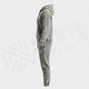 Custom Puff Print Logo Streetwear Vintage <b>Oversized</b> Two Piece <b>Jogger</b> Set Acid Wash Tracksuit Men Customized Color Suit - Product Image 3