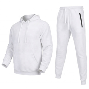 Ensemble de survêtement décontracté pour homme, bleu clair, à capuche, manches longues, coupe classique, pantalon uni, en coton respirant, idéal pour l'automne - Product Image 3