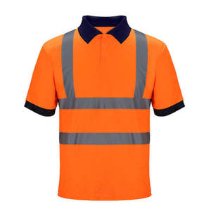 Polo de travail haute visibilité à séchage rapide pour hommes, fabricant de vêtements de travail, 100% polyester, chemise de sécurité pour travaux routiers, t-shirt réfléchissant personnalisé - Product Image 4