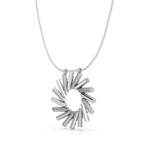 Collier Pendentif Cercle Rotatif en Argent 925 avec Barre de Cristal et Moissanite Dorée – Bijou Contemporain pour Femme – Vente en Gros - Product Image 2