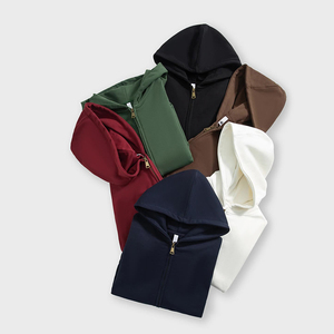 Sudadera con Capucha y Cierre para Hombre, Color Sólido, Informal, de Algodón, Felpa Francesa, Corte Regular, para Otoño - Product Image 1