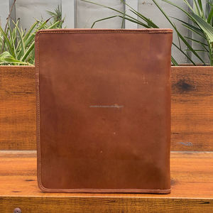 OEM/ODM Custom Tooled Leather Business <b>Portfolio</b> Binder With Card Slots Professional Leather <b>A4</b> File Folder with Zipper Closure - Product Image 5