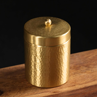 Pot en laiton martelé 100 % pur fait main avec couvercle pour thé, sucre, fruits secs – Contenant de rangement de cuisine en laiton de qualité supérieure