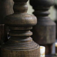 Ensemble de figurines porte-bougies rustiques vintage en bois, faites à la main, écologiques, personnalisables, support de bougie antique brun foncé