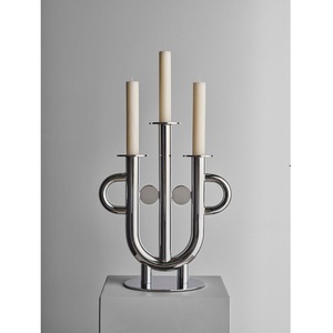 Modern Stainless Steel Candelabra Three Arm Candle <b>Holder</b> Home Decoration Elegant Minimalist Design - Product Image 1