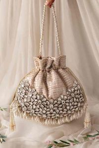 Bolso de mano tipo Potli con cordón, bordado y con cuentas, para fiestas, bodas, o como estuche para joyas y cosméticos. - Product Image 3