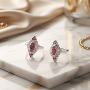 DIVYORO PINK & PURPLE GEM TOE <b>RING</b> - Product Image 2