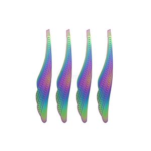Ensemble de pinces à sourcils multicolores avec revêtement plasma, 4 pièces, outils de toilettage en acier inoxydable, design personnalisé - Product Image 1