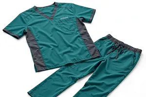 Ensemble de blouses médicales vertes unisexes Amkoor en polyester respirant, tenue de travail pour adultes, détection d'aiguilles, service OEM - Product Image 4