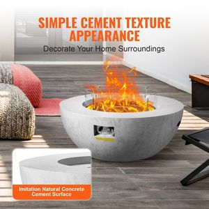 Brasero au propane avec plateau en béton, 39 pierres de lave, couvercle et housse de protection contre la pluie, hauteur de flamme réglable pour le camping en plein air - Product Image 5