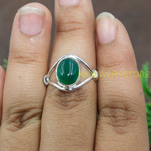 Bague en argent sterling 925 avec onyx vert de qualité supérieure, bague statement, design artisanal, bague en pierres précieuses, bijoux en onyx vert, cadeau de Noël - Product Image 4