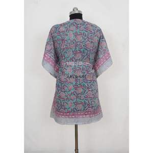 ชุดเดรสคาฟทันผ้าฝ้ายพิมพ์ลายบล็อกอินเดีย 100% งานแฮนด์เมดลายดอกไม้ ความยาวปานกลาง เอวธรรมชาติ เป็นมิตรกับสิ่งแวดล้อม เหมาะสำหรับใส่ในชีวิตประจำวัน ฤดูร้อน ฤดูใบไม้ร่วง - Product Image 6