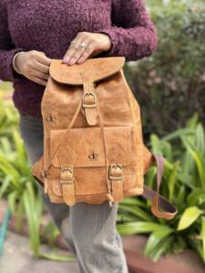 Sac à dos en cuir véritable élégant et polyvalent – Nouvelle collection unisexe – Vente en gros – Sac d'école – Produit en vrac - Product Image 3