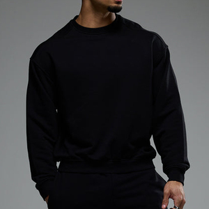 Sweat à capuche pour homme, noir, coupe classique, en molleton tricoté, avec poche, vêtements décontractés d'automne, polyester/coton - Product Image 4