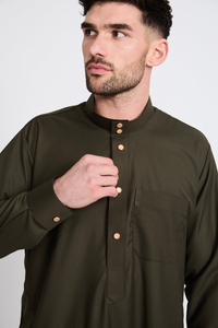 Traditional Arab <b>Men's</b> <b>Thobe</b> Solid Color Cotton Linen Dress Casual Ethnic Jubba Style Loose Fit Autumn Wear Thobes - Product Image 5