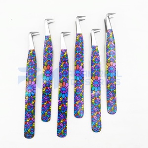 Pince à cils RMI en gros, la plus vendue, en acier inoxydable massif, avec grip diamanté, finition miroir, revêtement papier argenté pour cils - Product Image 3