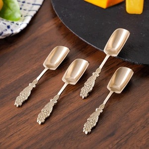 ช้อนชาเคลือบทองแบบวินเทจ ขัดเงา ด้ามยาว ทนทาน ชุดช้อนโลหะสำหรับเสิร์ฟ - Product Image 1