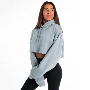 Lady'S Oem Fashion Thick Supper Cropped Hoodie <b>Pullover</b> <b>Womens</b> French Terry Cotton Crop Zip up Oversized Custom Hoodies <b>Women</b> - Product Image 6