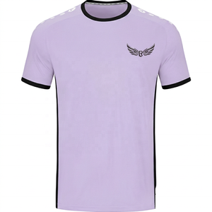 Men's Light <b>Purple</b> Short Sleeve Sport <b>T</b>-<b>Shirt</b> With Wing Logo Quick Dry Regular Fit Knitted Polyester O-Neck - Product Image 1