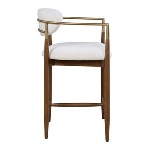 Chaise de salle à manger rembourrée de style mid-century modern avec pieds en bois et coussin en velours pour usage domestique - Product Image 5