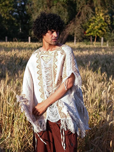 Poncho Boho de Algodón Tejido a Mano para Hombre, con Bordado Tribal Geométrico, Capa Kaftan, Ropa para Festivales, Estilo Gitano - Product Image 5