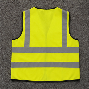 Chaleco de Seguridad Reflectante de Alta Visibilidad, Transpirable, Unisex, de Poliéster, Amarillo con Rayas Plateadas - Product Image 2