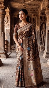 ผ้าซารีลายพิมพ์ดิจิทัลลิลานคอตตอนสุดพิเศษ สวยงามโดดเด่น พร้อมภาพถ่ายนางแบบจริง - Product Image 6