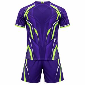 Ensemble d'uniformes de football unisexes haute performance avec maillot géométrique, short assorti et kit de tenue d'équipe athlétique 100 % polyester à séchage rapide - Product Image 6