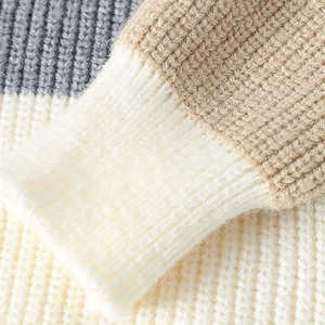 Suéter de Punto con Cuello Redondo para Hombre, Diseño Geométrico Empalmado, Corte Regular, Casual de Otoño, 100% Acrílico, Manga Larga - Product Image 6