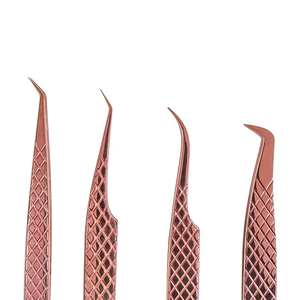 ชุดแหนบดึงขนตาสแตนเลสคุณภาพสูง 4 ชิ้น พร้อมด้ามจับเพชร ผลิตจากเหล็กญี่ปุ่น (สีโรสโกลด์) - Product Image 2