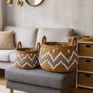 Panier de rangement en osier haut de gamme fait main, écologique, design minimaliste en forme de bol, luxe multifonctionnel pour linge, vêtements et outils - Product Image 4