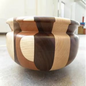 Wooden Salad Bowl Set with <b>Spoon</b> and Fork Handmade Solid Wood <b>Serving</b> Bowl Kitchen Tableware Eco Friendly Dining Set - Product Image 4