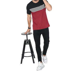 High Durable Customize Stripes Design Men's T Shirts Private Labels Acceptable Muscle Fit Gym Wear T-Shirt For Adults Boys - Product Image 3