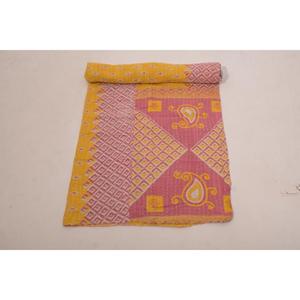 Traditional Indian <b>Kantha</b> Quilt Handmade Cotton Vintage Reversible <b>Throw</b> Bedcover Boho Bedding - Product Image 3