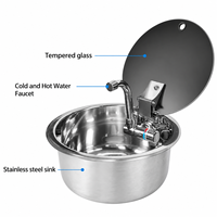 Évier de caravane en acier inoxydable à cuve unique avec couvercle en verre pour cuisine de camping-car et de caravane – Vente en gros pour acheteurs et importateurs