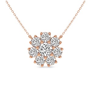 10k <b>Solid</b> <b>Gold</b> Roselle Round Lab Grown Diamond Flower <b>Pendant</b> For Necklace Prong Set Multi Diamond Reasonable Price Jewelry - Product Image 2