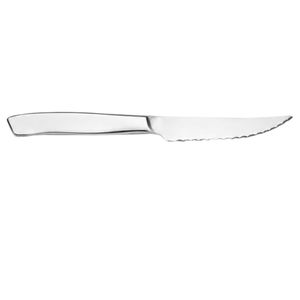 Couteau de table dentelé argenté avec manche métallique fin, lame courbée et finition polie, couverts de table pour la cuisine et la restauration - Product Image 3