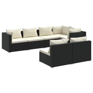 Conjunto de Muebles de Patio de Ratán PE Negro y Crema, Acero con Recubrimiento en Polvo, Plástico Resistente, Muebles de Exterior Elegantes - Product Image 2