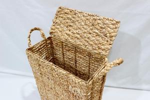 Cesta de Almacenamiento de Ropa Ecológica de Jacinto de Agua con Tapa y Asas, Estilo Rústico, Diseño Multifuncional para Organización - Product Image 3