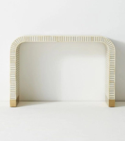 Table console en résine avec incrustations de os, armoire de rangement cintrée, meuble d'appoint de salon style Zen asiatique