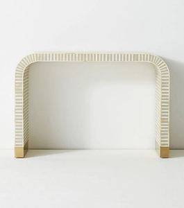 Bone Inlay Resin Console <b>Table</b> Arched <b>Storage</b> Cabinet Asian Zen Living Room <b>Side</b> Cabinet - Product Image 1